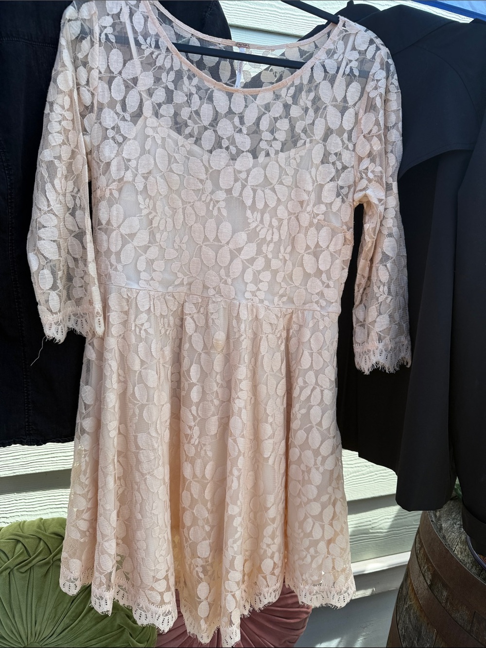 Free People Cream Lace Detail Top with Copper Tag